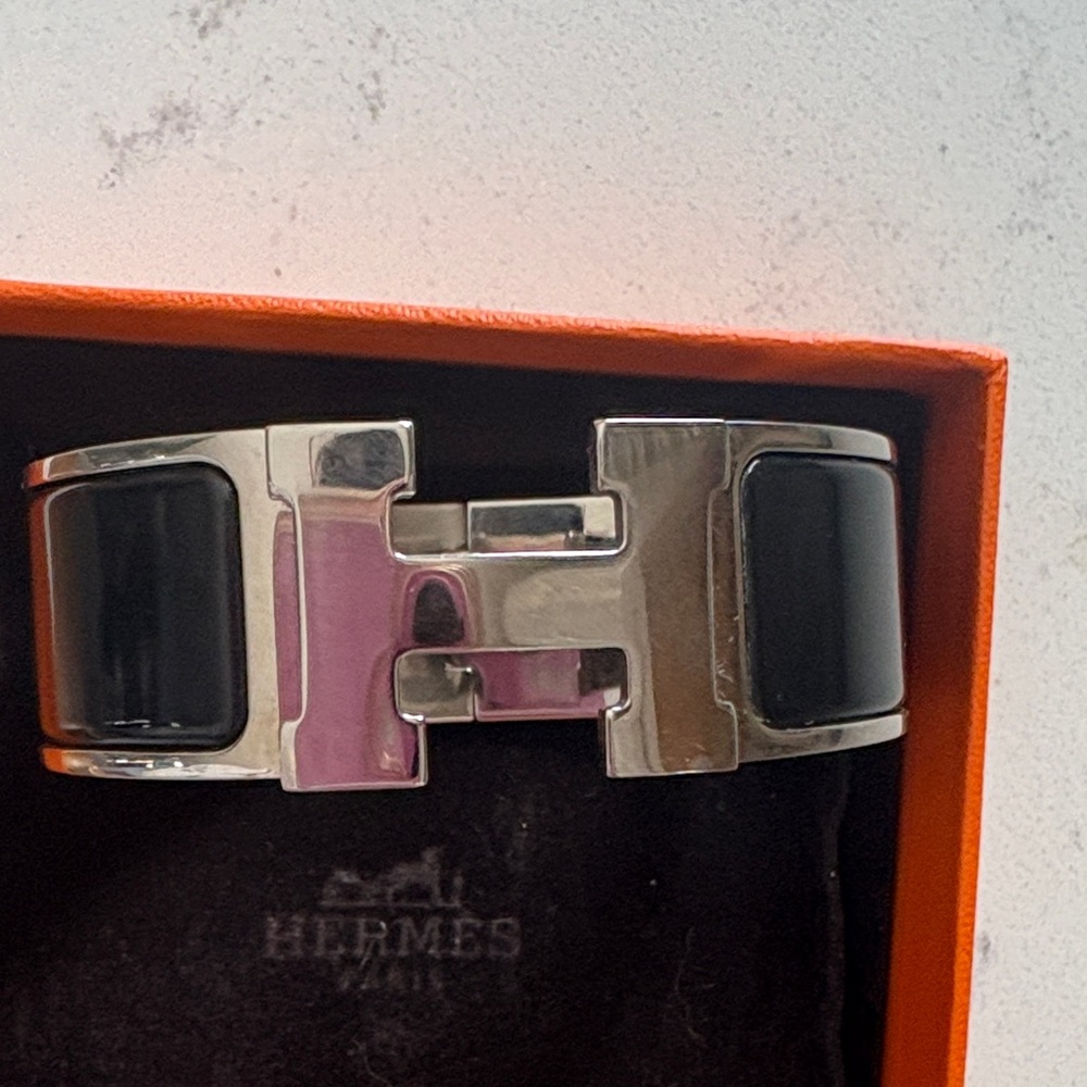 Hermes Black and Silver H Bracelet - Picture 4 of 8